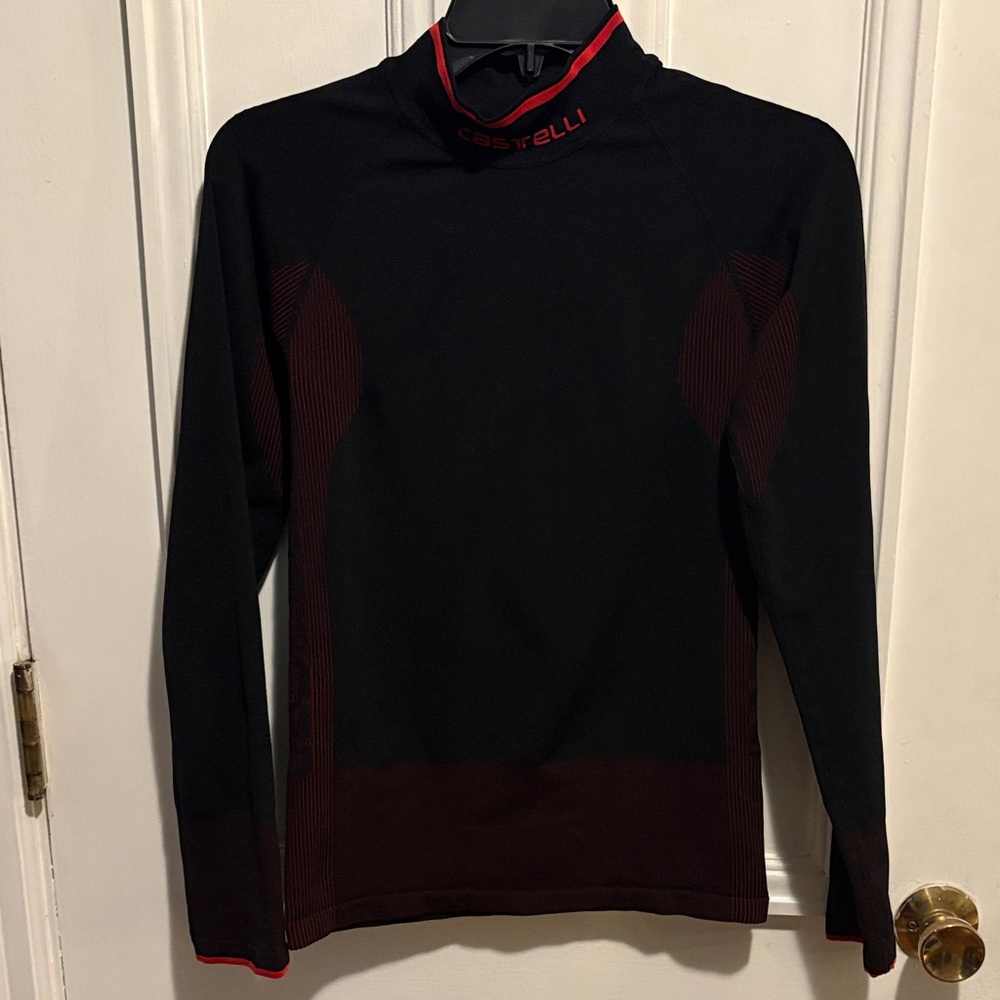 Castelli Women’s Long Sleeve Cycling Tee — Black with Red Trim